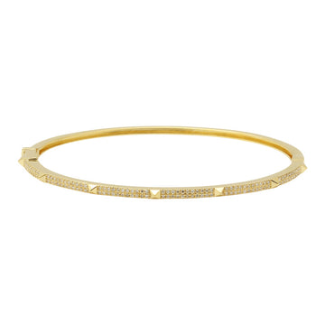 14k Yellow Gold Diamond Pyramid Bangle 2.2mm