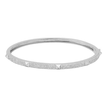 14k White Gold Diamond Pyramid Bangle 3.1mm