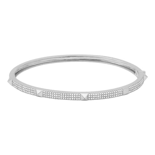 14k White Gold Diamond Pyramid Bangle 3.1mm