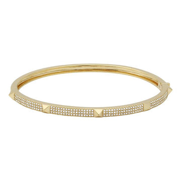 14k Yellow Gold Diamond Pyramid Bangle 3.1mm