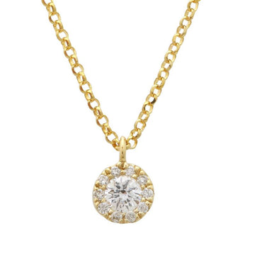 14k Yellow Gold Round Diamond Halo Necklace