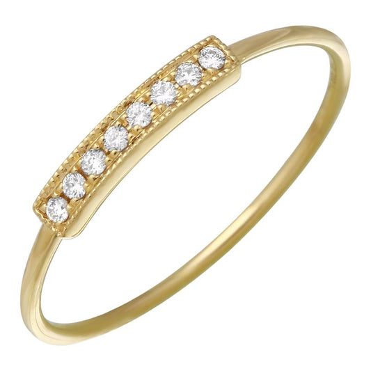 14k Yellow Gold Diamond Bar Ring