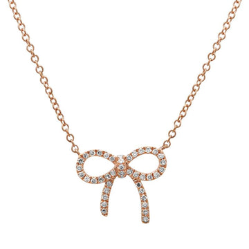 14k Rose Gold Bow Diamond Necklace