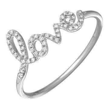 14k White Gold Mini Diamond Love Ring