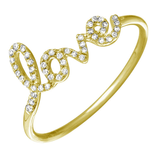 14k Yellow Gold Mini Diamond Love Ring