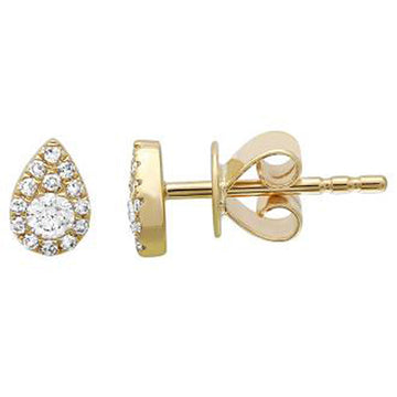 14k Yellow Gold Pear Shape Diamond Stud Earrings