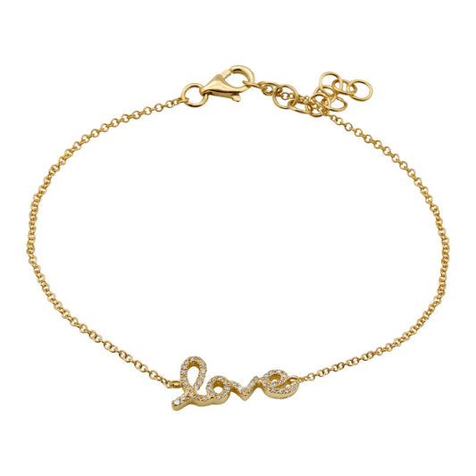 14k Yellow Gold Love Diamond Bracelet