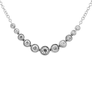 14k White Gold Connected Diamond Bezels Necklace