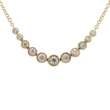 14k Yellow Gold Connected Diamond Bezels Necklace