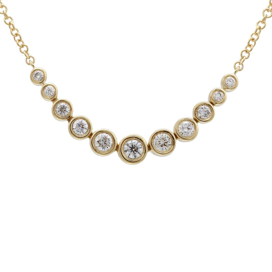 14k Yellow Gold Connected Diamond Bezels Necklace