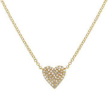 14k Yellow Gold Heart Diamond Necklace 9mm