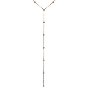 14k Rose Gold Diamond Bezel Lariat Necklace