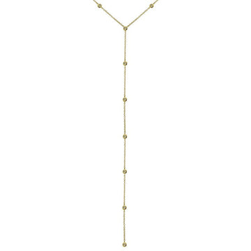 14k Yellow Gold Diamond Bezel Lariat Necklace