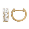 14k Yellow Gold 12.5mm Baguette Diamond Huggie Earrings .50ctw