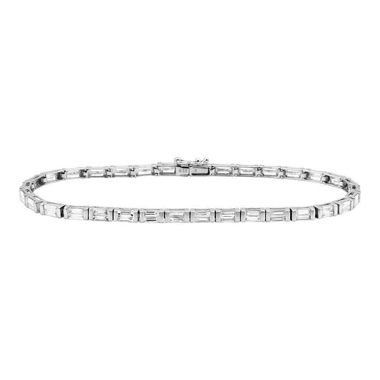 14k White Gold Horizontal Baguette Diamond Tennis Bracelet