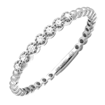 14k White Gold Beaded Diamond Ring