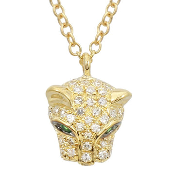 14k Yellow Gold Green Eye Diamond Panther Necklace