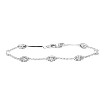 14k White Gold Illusion Marquise Diamond Bracelet