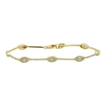 14k Yellow Gold Illusion Marquise Diamond Bracelet