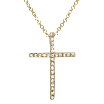 14k Yellow Gold Diamond Cross Necklace 17mm