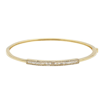 14k Yellow Gold Baguette Diamond Bar Bangle .55ctw