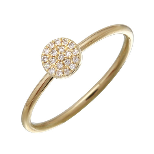 14k Yellow Gold Mini Pave Diamond Circle Ring