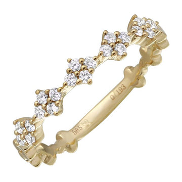 14k Yellow Gold Diamond Clusters Ring