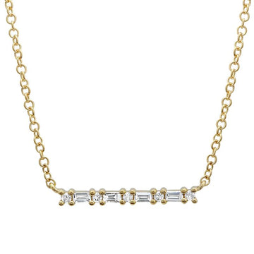 14k Yellow Gold Baguette Bar Diamond Necklace