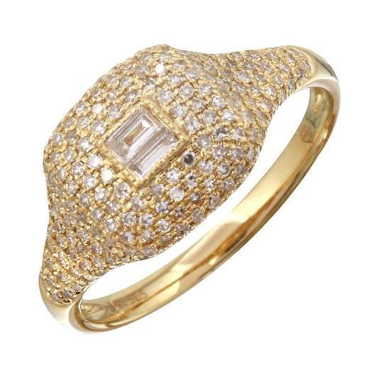 14k Yellow Gold Diamond Signet Ring