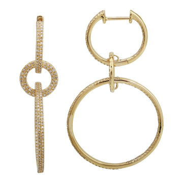 14k Yellow Gold Diamond Connected Circles Earrings