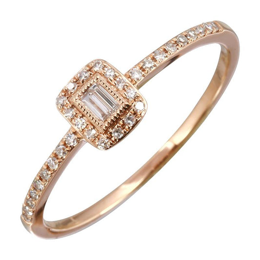 14k Rose Gold Emerald Illusion Halo Diamond Ring