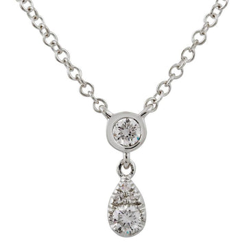 14k White Gold Diamond Bezel Dangling Pear Necklace