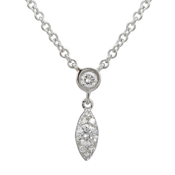 14k White Gold Diamond Bezel Dangling Marquise Necklace