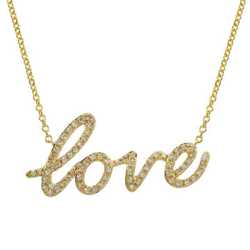 14k Yellow Gold Love Script Diamond Necklace