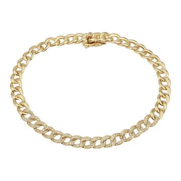 14k Yellow Gold Diamond Cuban Link Bracelet