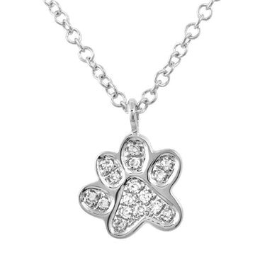 14k White Gold Mini Dog Paw Diamond Necklace 7.5mm