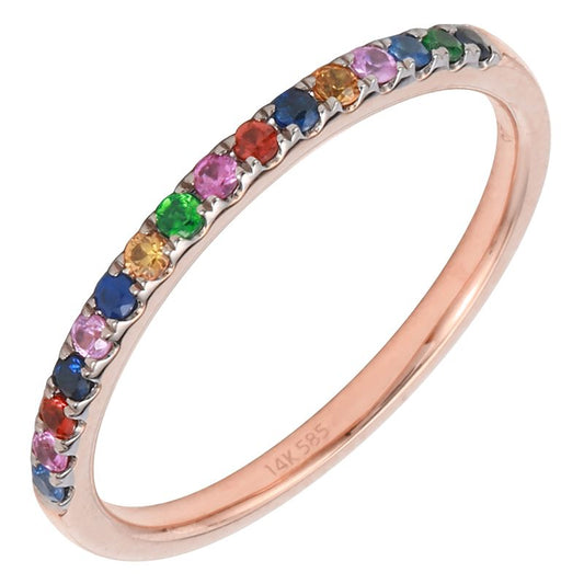 14k Rose Gold Multicolor Gemstone Ring