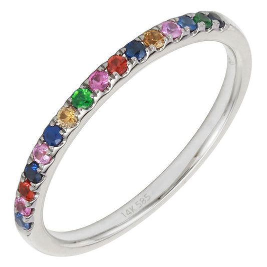 14k White Gold Multicolor Gemstone Ring