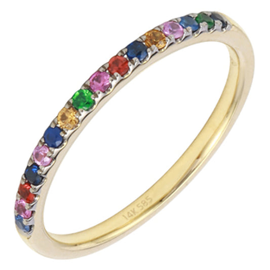 14k Yellow Gold Multicolor Gemstone Ring