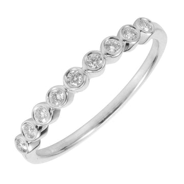 14k White Gold Row of Diamond Bezels Ring