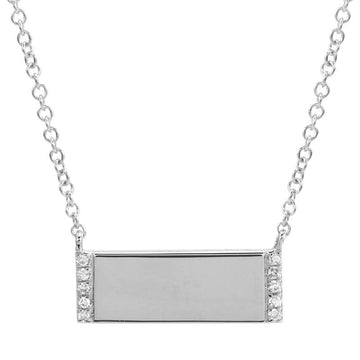 14k White Gold Mini Diamond Bar Necklace