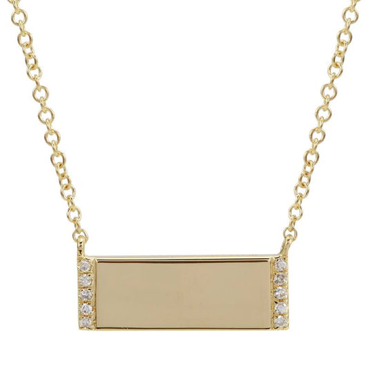 14k Yellow Gold Mini Diamond Bar Necklace