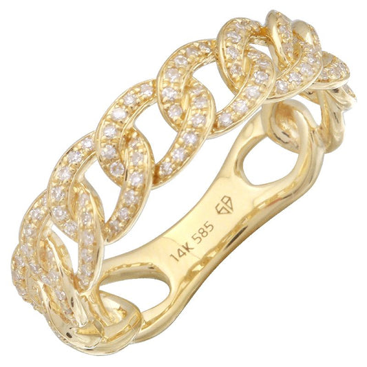 14k Yellow Gold Cuban Link Diamond Ring