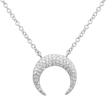 14k White Gold Diamond Horseshoe Necklace