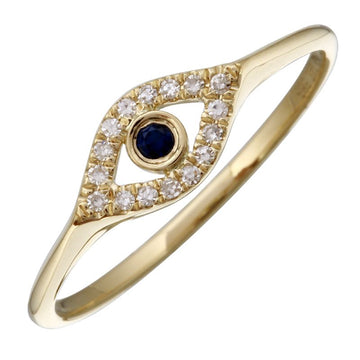 14k Yellow Gold Sapphire Evil Eye Diamond Ring