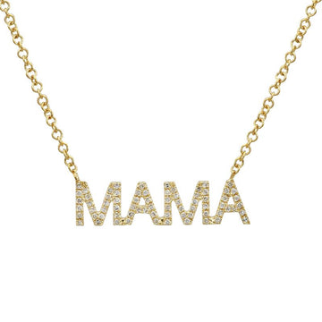 14k Yellow Gold MAMA Diamond Necklace