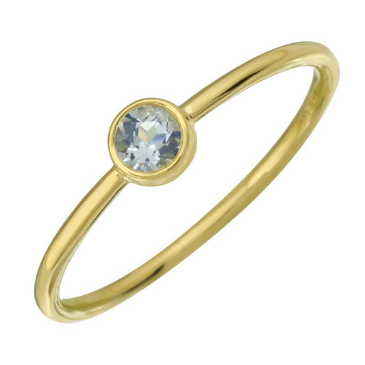 14k Yellow Gold Aquamarine Bezel Ring