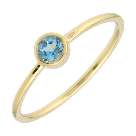 14k Yellow Gold Blue Topaz Bezel Ring