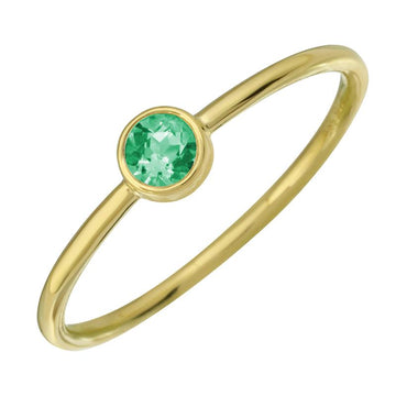 14k Yellow Gold Emerald Bezel Ring