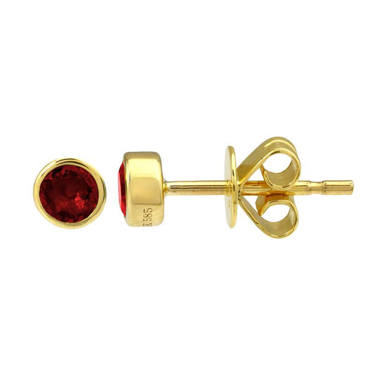 14k Yellow Gold Garnet Stud Earrings